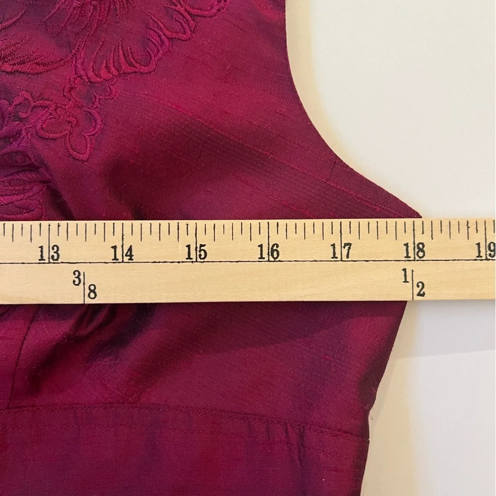 Adrianna Papell Burgundy Sleeveless V-neck Silk Cocktail Dress Size 10 - Picture 9 of 11
